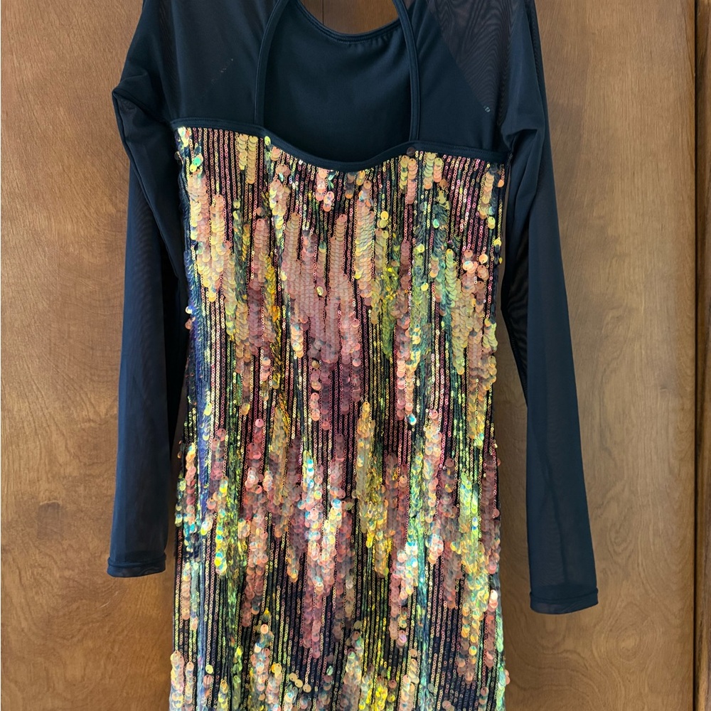 Black Long Sleeve Sequin Dress